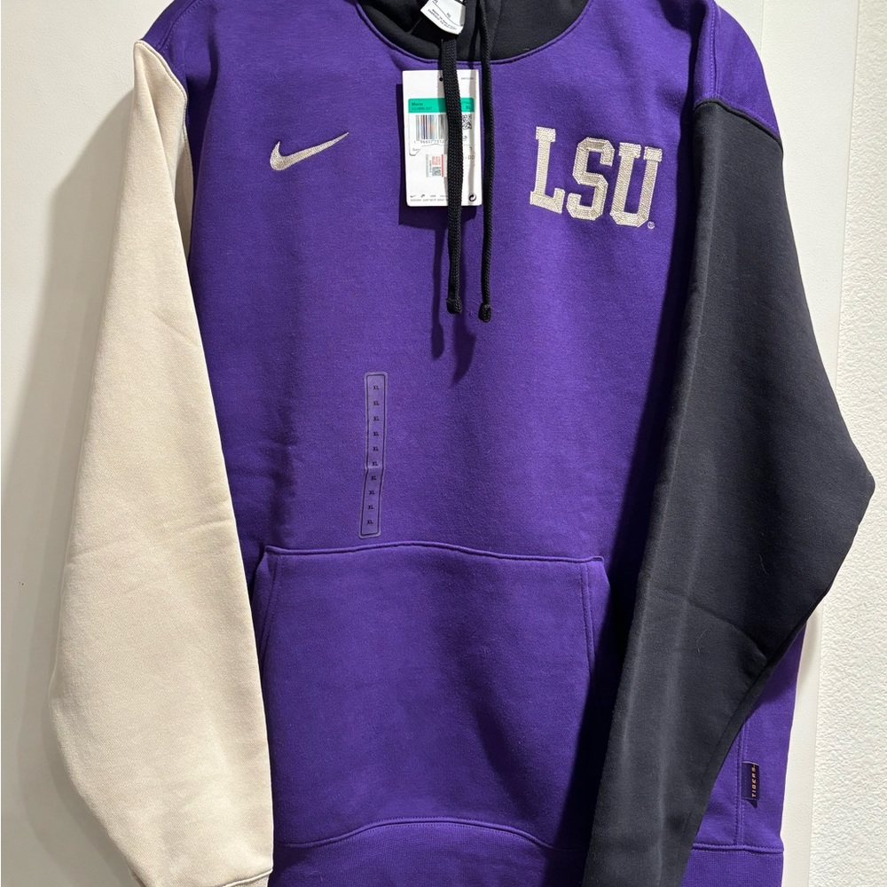 Nike Men’s LSU Tigers Purple Colorblock Club Fleece College Pullover Hoodie